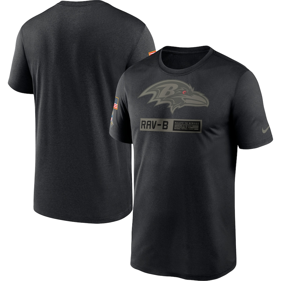 Men's Baltimore Ravens 2020 Black Salute To Service Performance T-Shirt